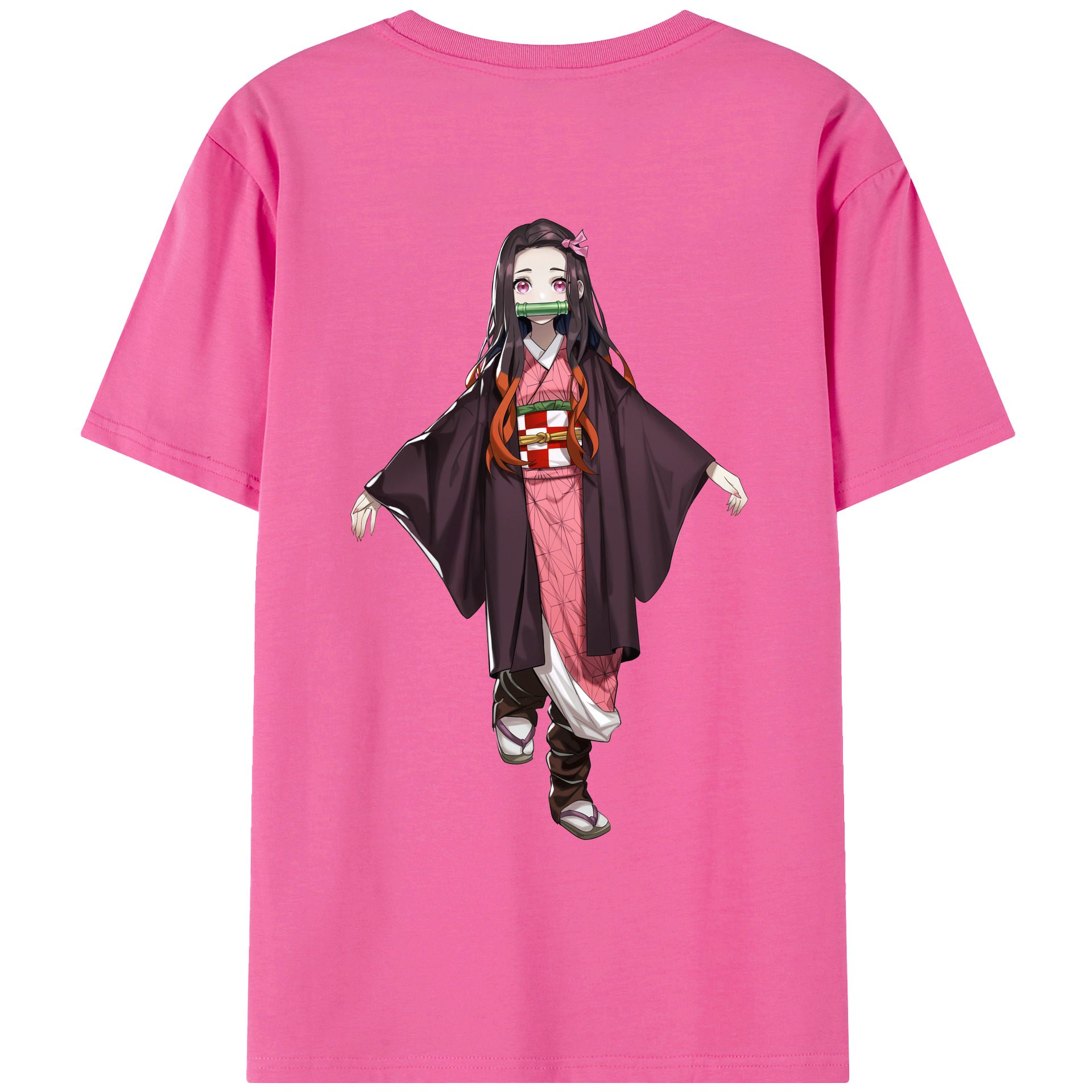 （画像用） 鬼滅の刃（きめつのやいば）竈門 禰󠄀豆子／かまど ねずこ Kamado Nezuko レディース半袖Tシャツ(バックプリント)